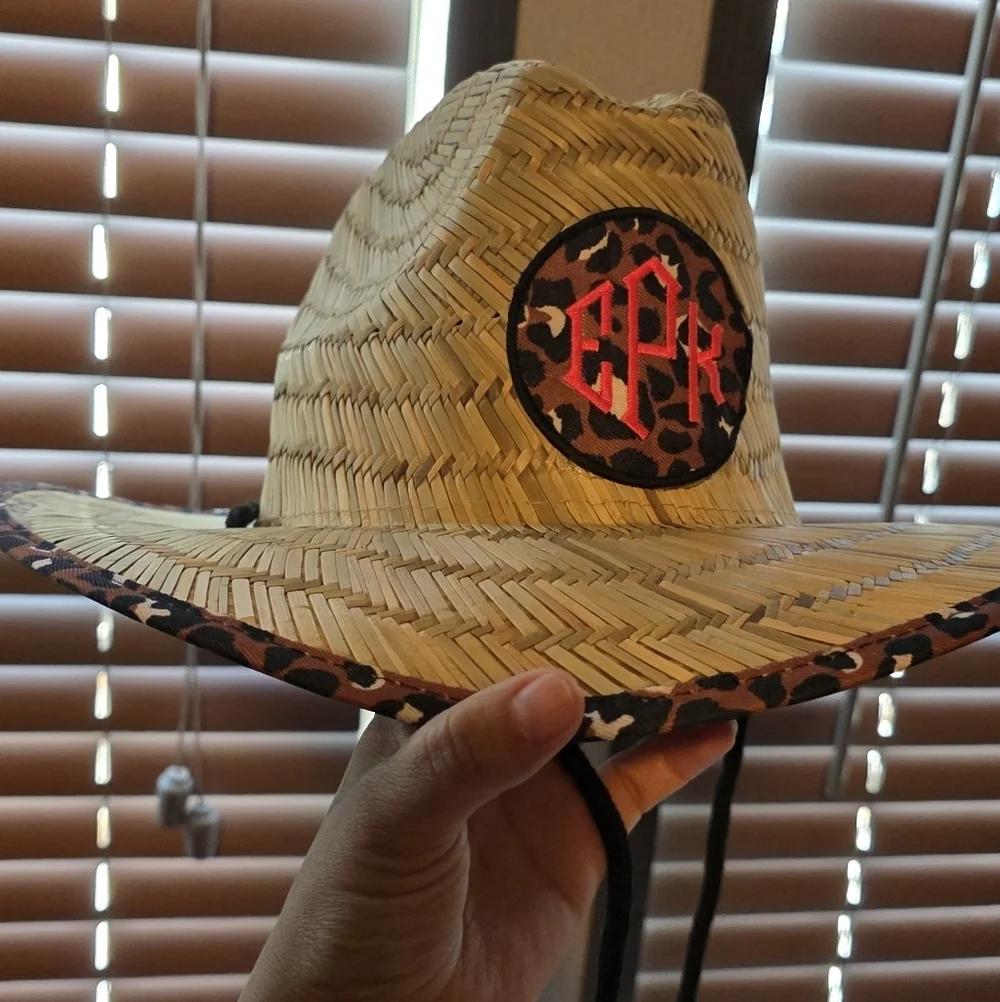 Leopard Print Kids Straw Hat